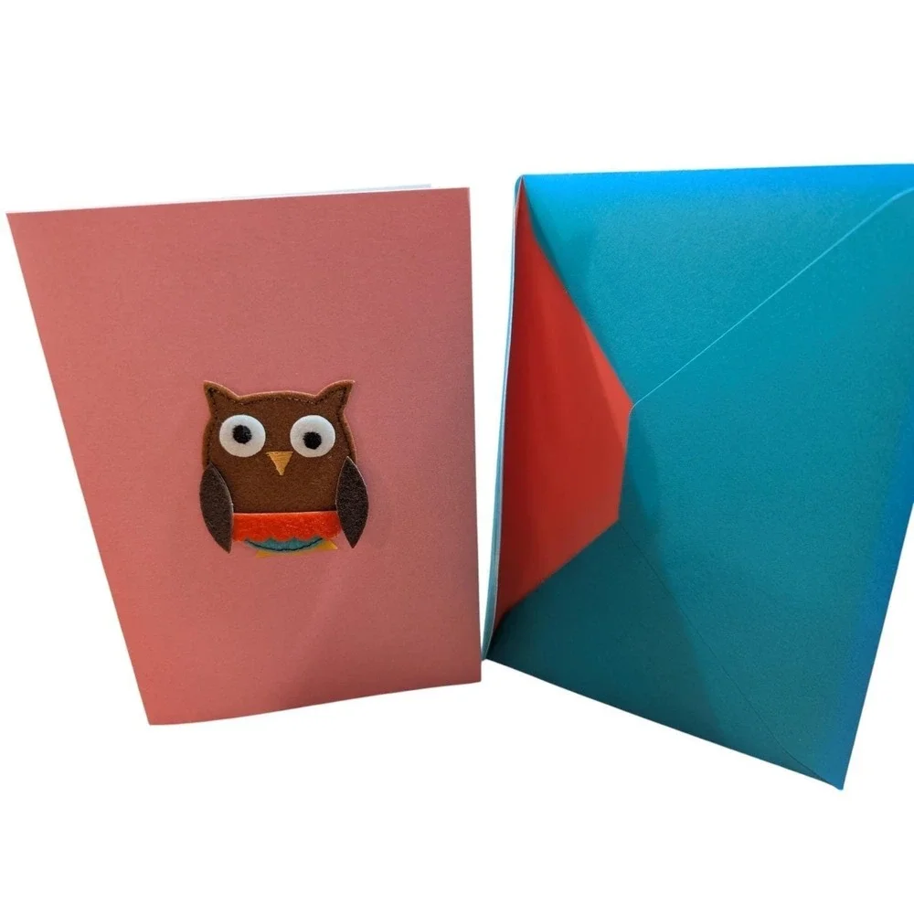 Owl Bundle Papyrus Note Cards 8 Ct + Signed Owl‎ Studio Pottery Vase Smoke Fired